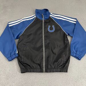 Vintage Indianapolis Colts Jacket Men M Black Windbreaker NFL Full Zip